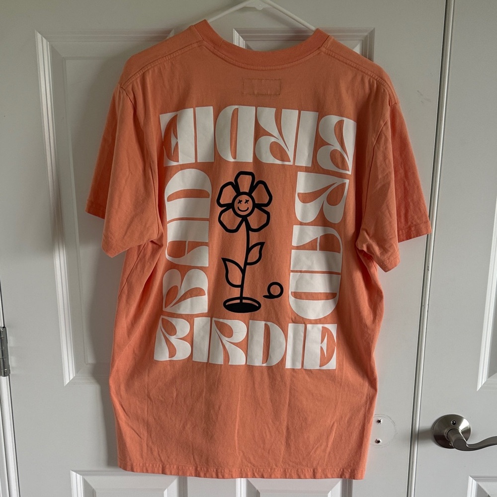 Bad Birdie Men's Short Sleeve Tee in Coral Peach Large